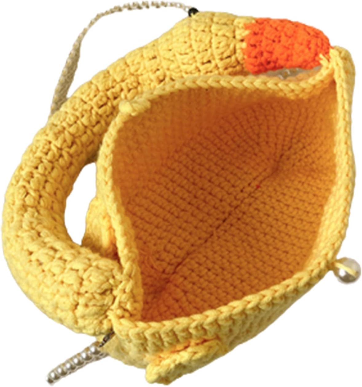 2023 Umhängetasche mit Perlenkette, Tragetasche für Damen und Mädchen, modisch, niedliche Gänse Design, gewebte Tasche, Handtasche, Umhängetasche, einzigartiges und niedliches Design