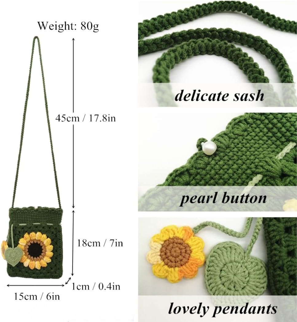 Handgemachte gehäkelte Handytasche Stricktasche für Damen