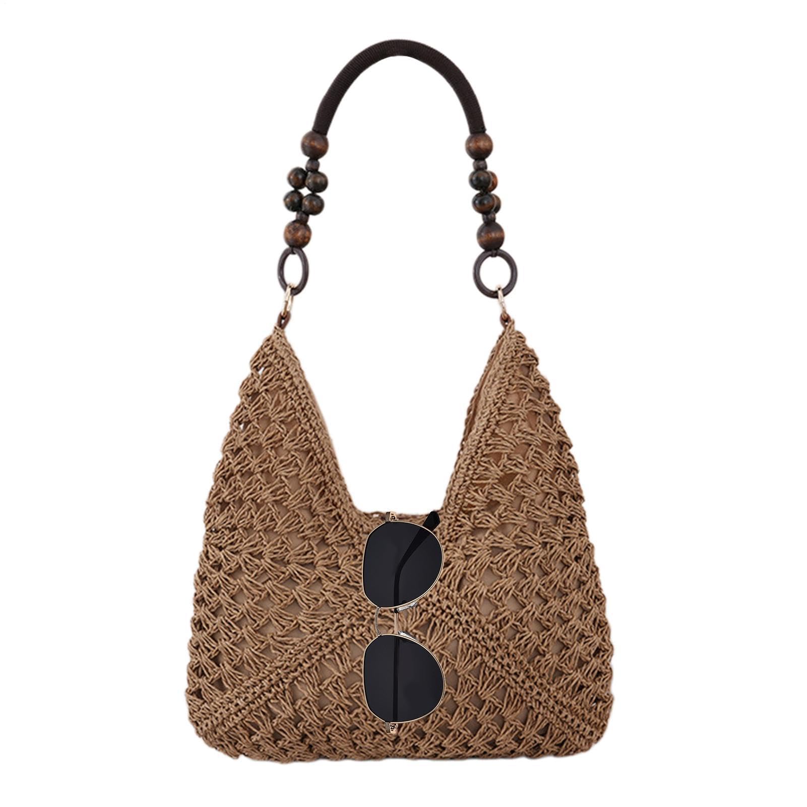 Stroh Tasche Für Es | Stilvolle Tasche | Handgewebt Casual | Für Frauen Damen Mädchen Ehefrauen Mütter Reisende Schwimmbad Picknicks Konzert Sommerferien Sommer Urlaub Sonne