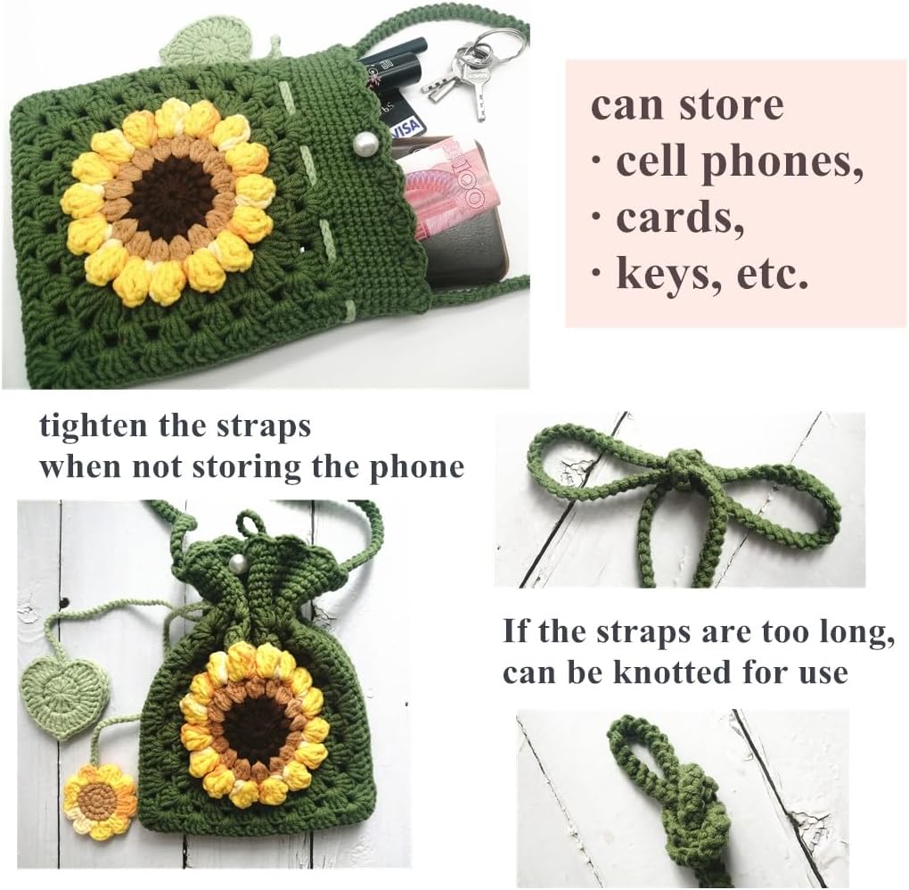 Handgemachte gehäkelte Handytasche Stricktasche für Damen