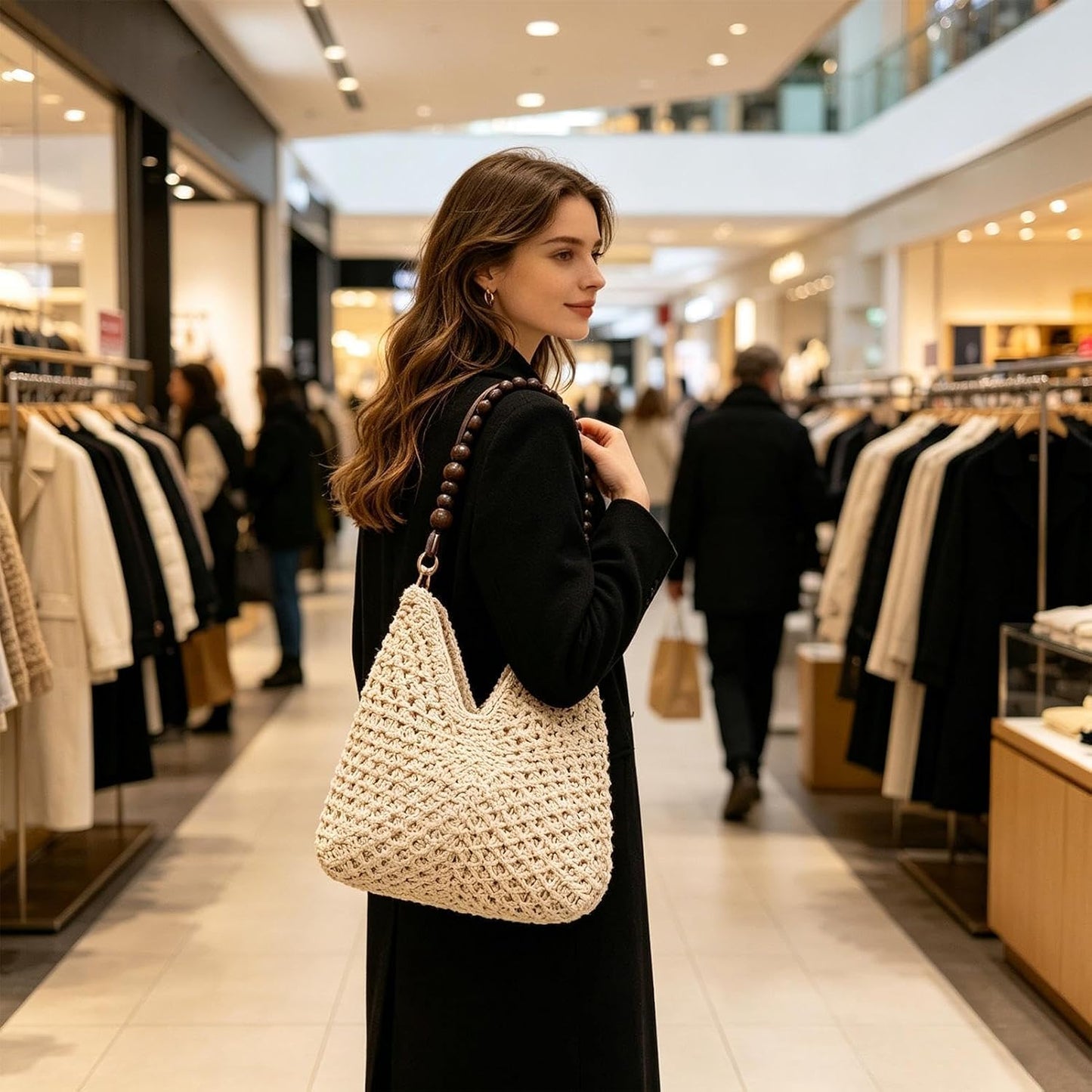 Stroh Tasche Für Es | Stilvolle Tasche | Handgewebt Casual | Für Frauen Damen Mädchen Ehefrauen Mütter Reisende Schwimmbad Picknicks Konzert Sommerferien Sommer Urlaub Sonne