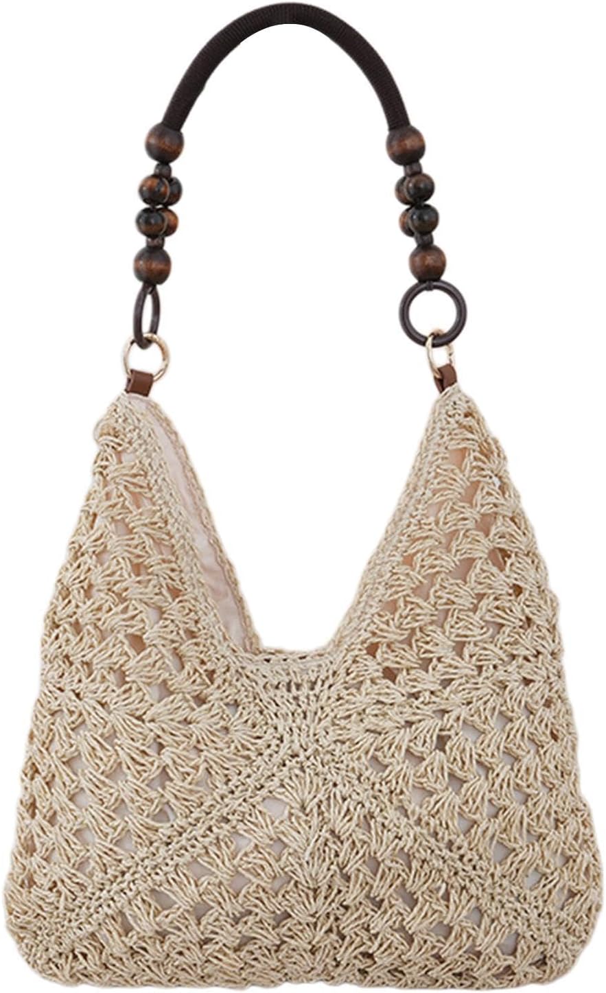 Stroh Tasche Für Es | Stilvolle Tasche | Handgewebt Casual | Für Frauen Damen Mädchen Ehefrauen Mütter Reisende Schwimmbad Picknicks Konzert Sommerferien Sommer Urlaub Sonne