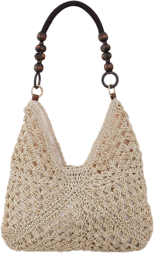 Stroh Tasche Für Es | Stilvolle Tasche | Handgewebt Casual | Für Frauen Damen Mädchen Ehefrauen Mütter Reisende Schwimmbad Picknicks Konzert Sommerferien Sommer Urlaub Sonne
