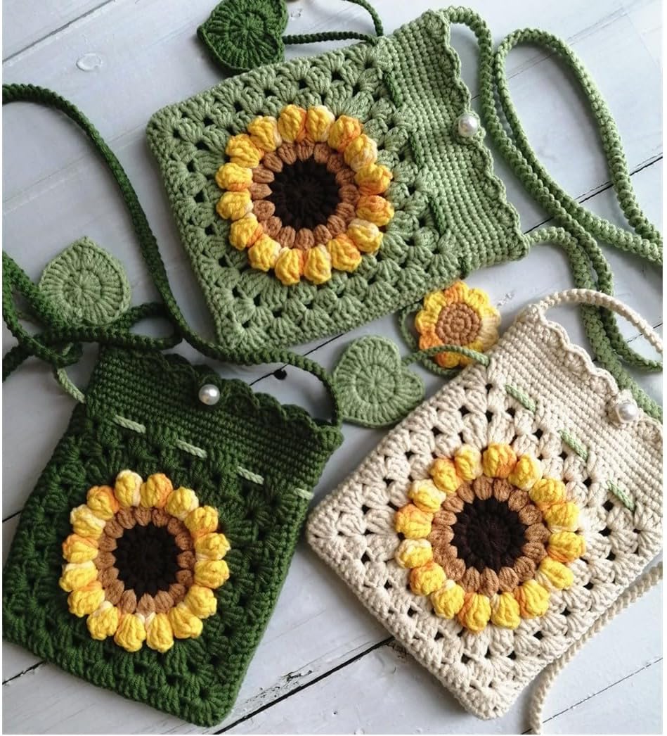 Handgemachte gehäkelte Handytasche Stricktasche für Damen