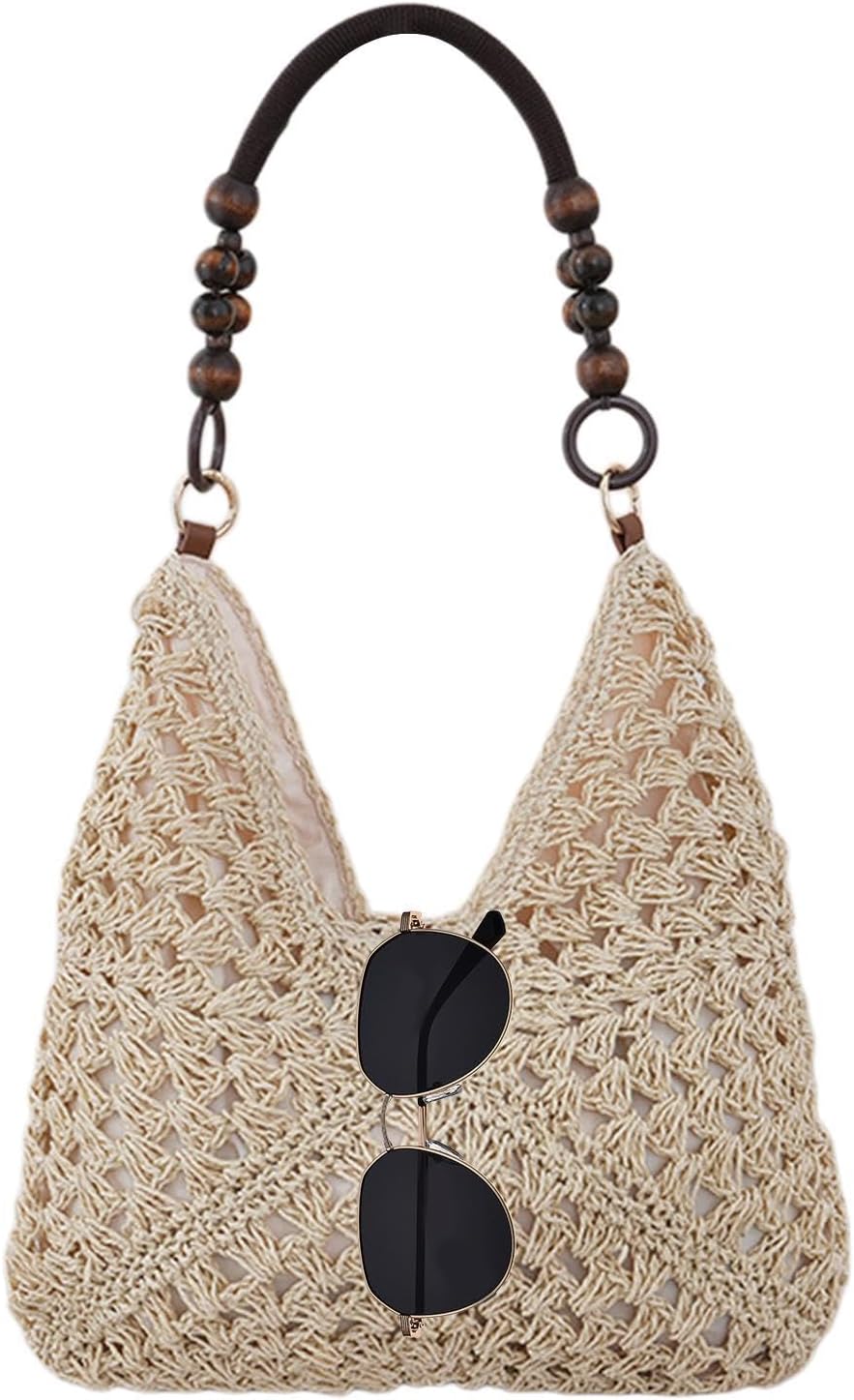 Stroh Tasche Für Es | Stilvolle Tasche | Handgewebt Casual | Für Frauen Damen Mädchen Ehefrauen Mütter Reisende Schwimmbad Picknicks Konzert Sommerferien Sommer Urlaub Sonne