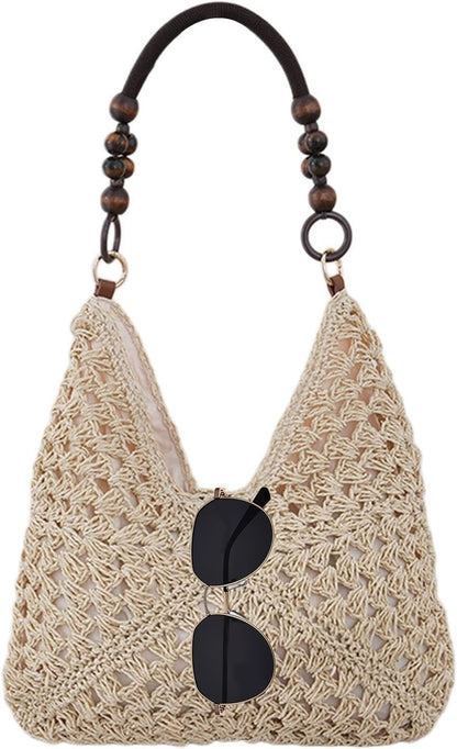 Stroh Tasche Für Es | Stilvolle Tasche | Handgewebt Casual | Für Frauen Damen Mädchen Ehefrauen Mütter Reisende Schwimmbad Picknicks Konzert Sommerferien Sommer Urlaub Sonne