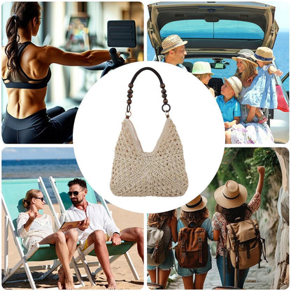 Stroh Tasche Für Es | Stilvolle Tasche | Handgewebt Casual | Für Frauen Damen Mädchen Ehefrauen Mütter Reisende Schwimmbad Picknicks Konzert Sommerferien Sommer Urlaub Sonne