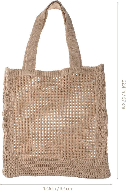 PLAFOPE Handgestrickte Schultertasche Damen mit Lochmuster aus Polyester Große Kapazität Modische und Vielseitige Tote Tasche für Reisen und Alltag