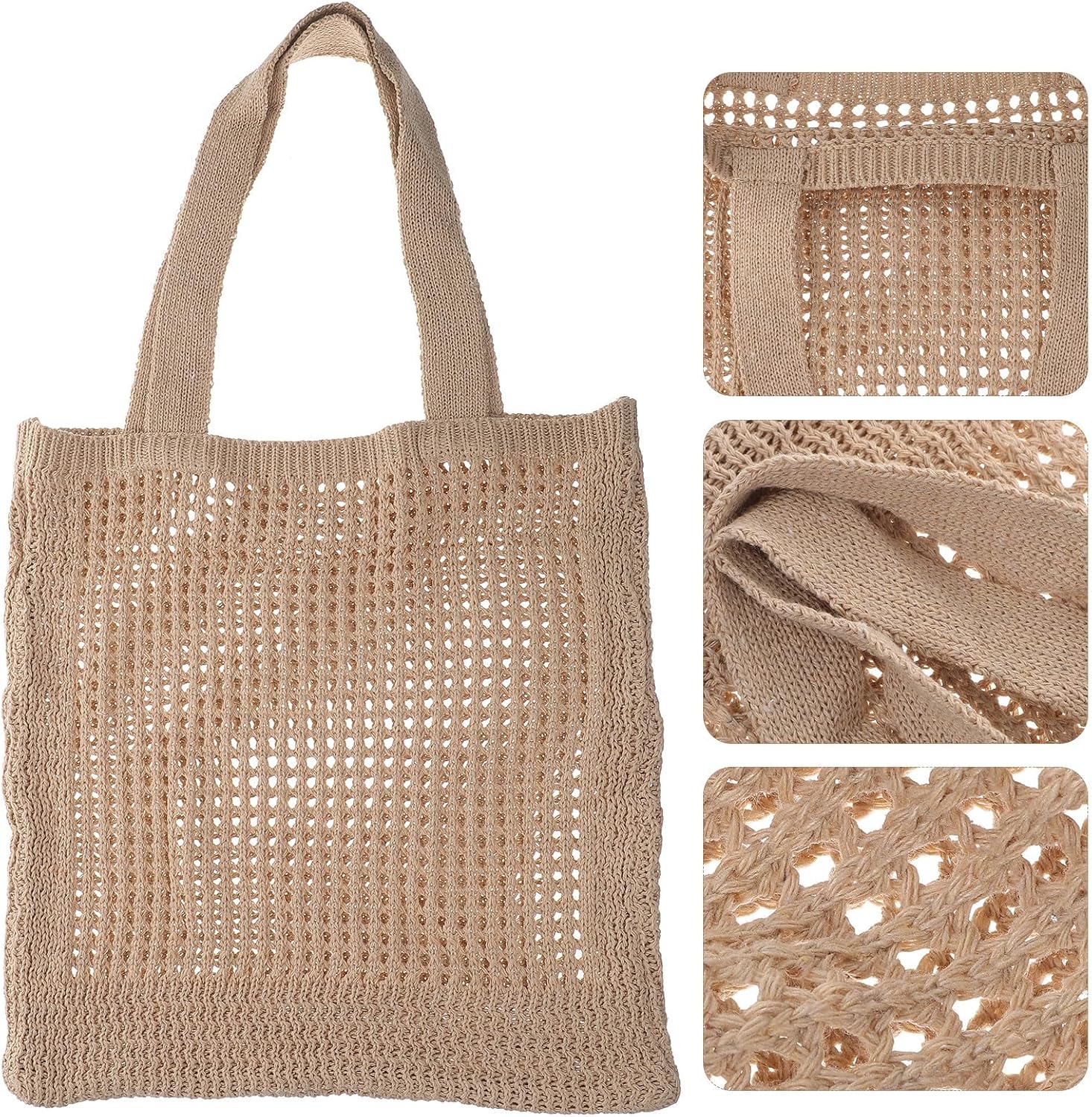 PLAFOPE Handgestrickte Schultertasche Damen mit Lochmuster aus Polyester Große Kapazität Modische und Vielseitige Tote Tasche für Reisen und Alltag